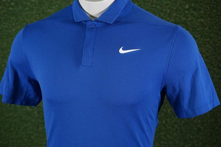 MEN’S MEDIUM NIKE AEROREACT GOLF POLO STRIPED BLUE, VGC ~ L@@K!!