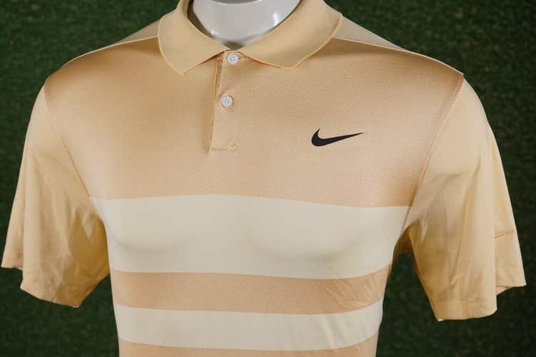 MEN’S MEDIUM NIKE DRI-FIT VAPOR STRIPED GOLF POLO GOLD, VGC ~ L@@K!!