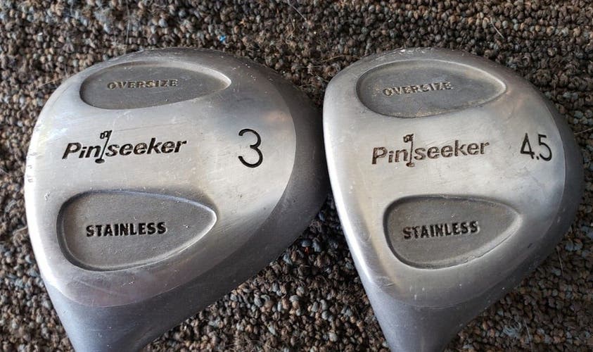 SET 2 LH PINSEEKER OVERSIZE STAINLESS STEEL E FORCE FAIRWAY WOODS 3 & 4.5 EXCELL