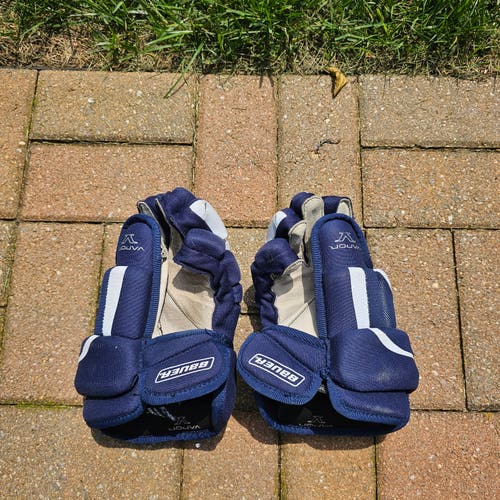 Used Navy Nike Bauer V Hockey Gloves 12"