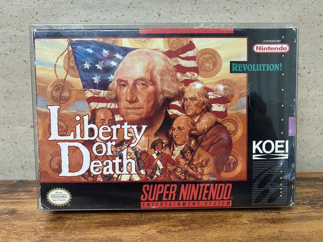 Liberty or Death (Super Nintendo SNES 1994) COMPLETE w/ Box Manual In Plastic