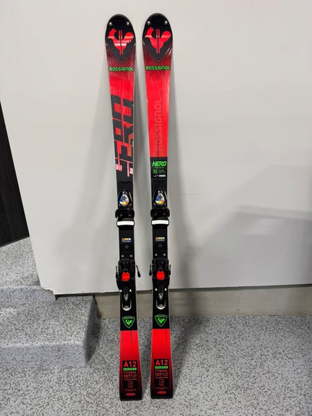 Used Rossignol 157 cm Racing Hero FIS SL Pro Skis With Bindings Max Din 15