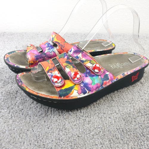 Alegria Fiona Womens 39 EU Sandals Iris Floral Pink 3 Strap Comfort Shoe Slip On