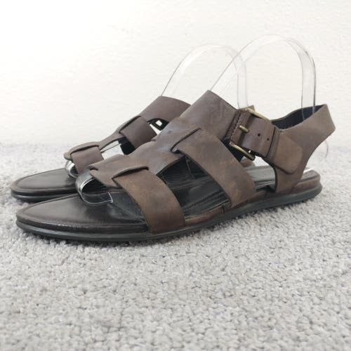 Ecco Fisherman Sandals Womens 40 EU Shoes Slingback Brown Leather Flats Buckle