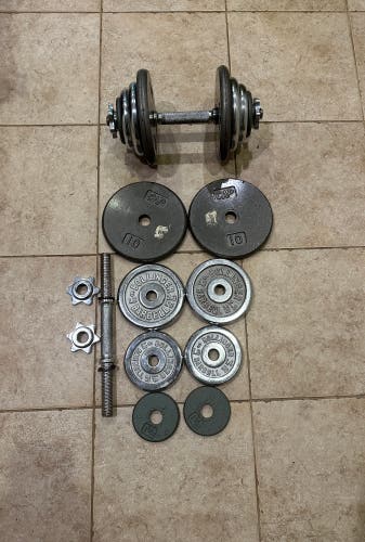 Screw On Adjustable Dumbbell Set (10x4, 5x4, 2.5x4, 1.25x4, Handles x 2)