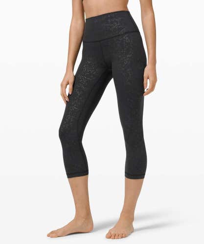 Lululemon Align Crop 21" Speckle Emboss Black Nulu Women's Size: 4