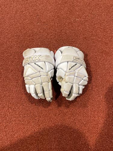 White Used STX Surgeon 700 Lacrosse Gloves Large