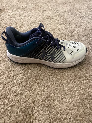 Under armor, baseball turf shoes navy blue/ white Size 10