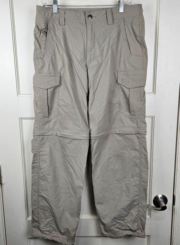 Duluth Trading No Fly Zone Pants Mens 34x30 Convertible Cargo Khaki Hiking