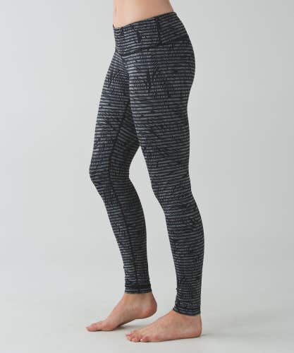 Lululemon Wunder Under Pant Full-On Luon Stripe Play Slate Black Size 2 Yoga Gym