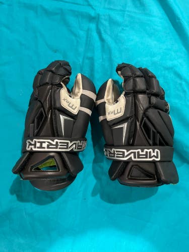 Black Used Goalie Maverik Max Goalie Lacrosse Gloves 12"