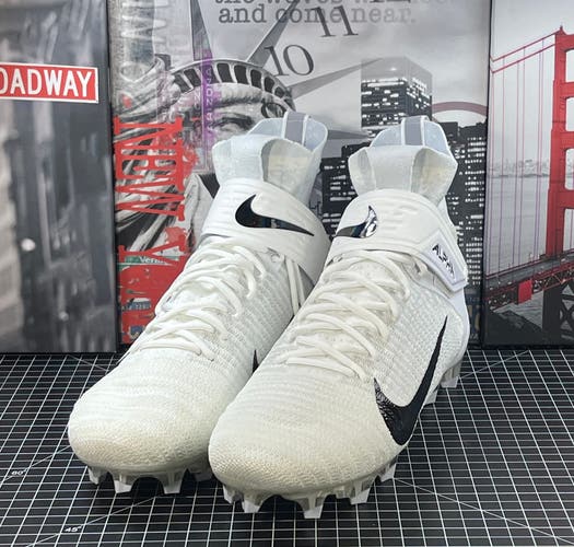 Nike Alpha Menace Elite 2 Flyknit Men's 14 White Football Cleats AO3374-101 NEW