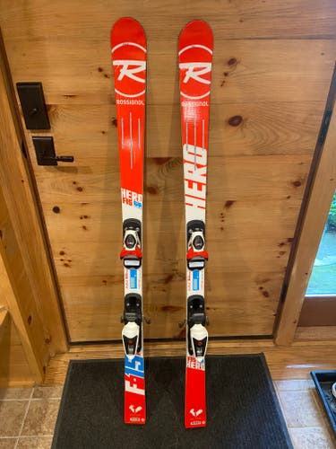 Used Unisex Rossignol 144 cm Racing Hero FIS GS Pro Skis With Bindings