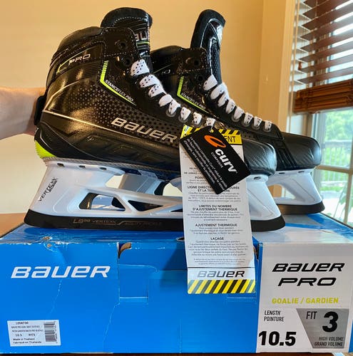 New - Bauer Pro Goalie Skates (Size 10.5 US / Fit 3)