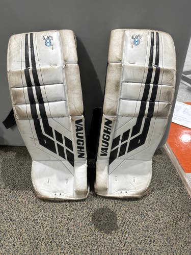 White Used 24" Youth Vaughn Velocity VE8 Goalie Leg Pads