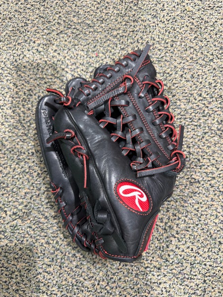 Black Used Kid Pitch (9YO-13YO) Rawlings R9 Left Hand Throw Outfield Baseball Glove 11.5"