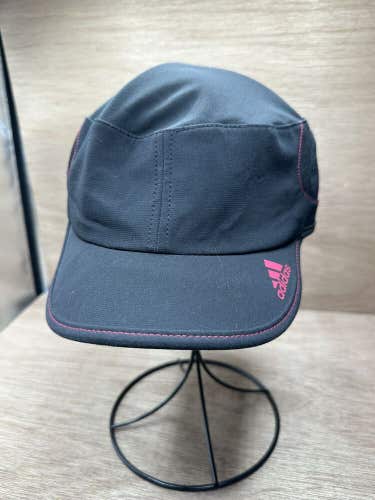 Adidas Womens Nylon Military Cadet Adjustable Hat Cap Black Dark Pink Accent