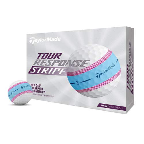 Taylor Made Tour Response Stripe Golf Balls (12pk, Blue/Pink) 1dz 3 Layer NEW