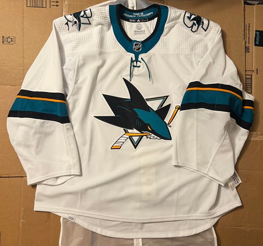 White San Jose Sharks Team Issued MiC Adidas Primegreen Hockey Jersey 60G