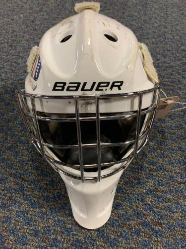 White Used Junior Bauer 930 Goalie Mask