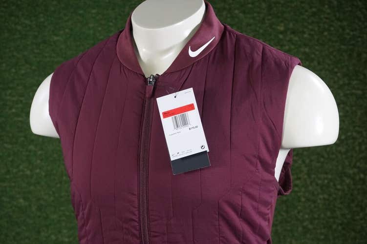 MEN’S LARGE NIKE THERMA-FIT VAPOR ADV FULL ZIP GOLF VEST BURGUNDY, NWT