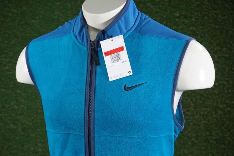 MENS LARGE NIKE THERMA-FIT VICTORY FULL ZIP GOLF VEST SPRUCE GREEN BLUE, NWT