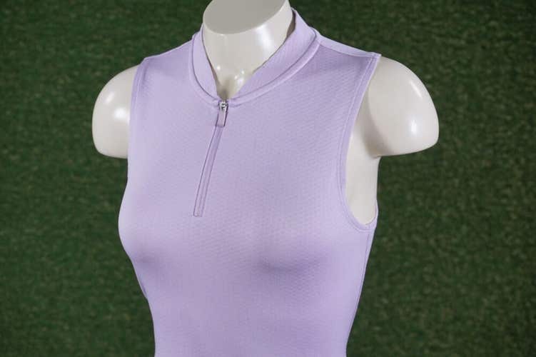 WOMENS EXTRA SMALL NIKE DRI-FIT BLADE GOLF POLO SLEEVELESS LILAC MIST PINK, VGC