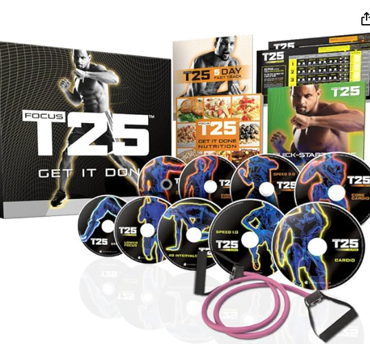 Focus T25 Shaun T Beachbody 11 DVD Set with Resistance Bands Fitness Strength