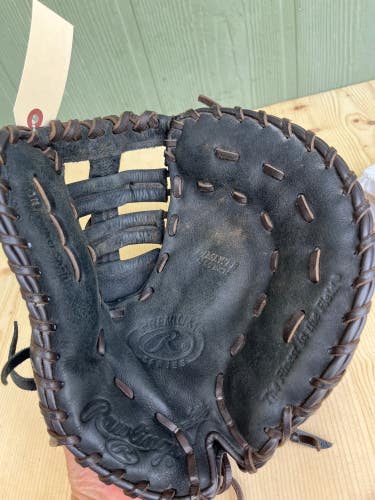 Black Used Kid Pitch (9YO-13YO) Rawlings Premium Series Right Hand Throw First Base Baseball Glove 1