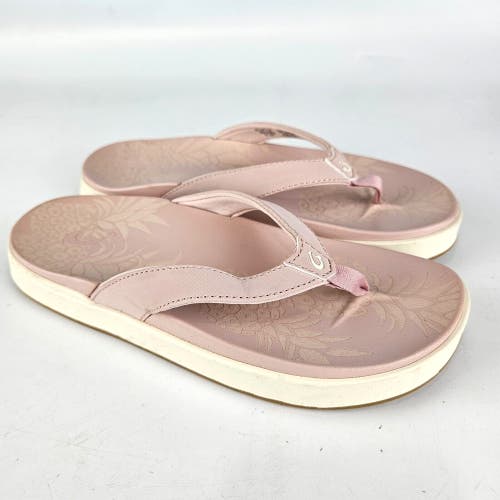 Women's OluKai Nu'A Pi'O Flip Flop Sandal Pink Clay 20445-QYQY Women's Size: 7