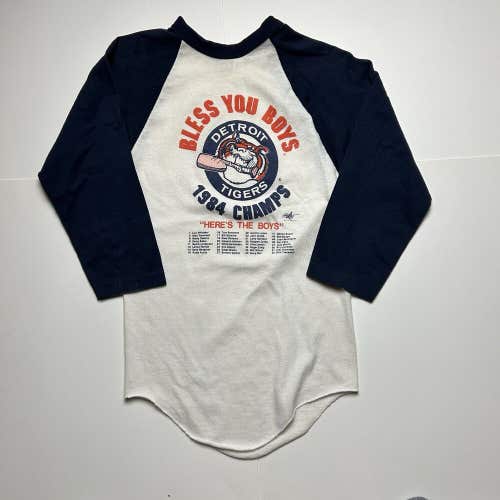 Vintage 1984 Detroit Tigers World Series Champs Baseball Shirt Raglan Sz S