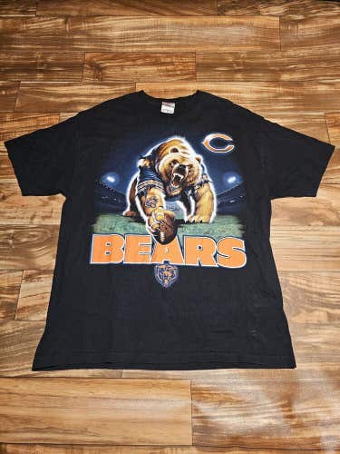 Vintage Chicago Bears NFL Sports Murina Football Promo  Black T Shirt Size XL