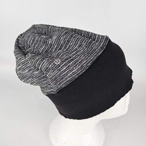 Lululemon Womens Beanie Grey Reversible Pony Tail Hat One Size Run