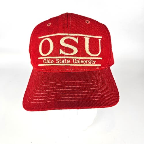 Vtg Ohio State University The Game Split Bar SnapBack Hat Cap Red Rare