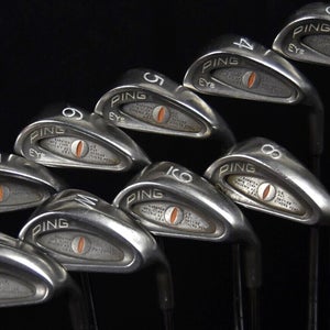 PING ORANGE EYE SET (9) FLEX:LIGHT LENGTH: (3)38 IN RIGHT HANDED NEW GRIPS
