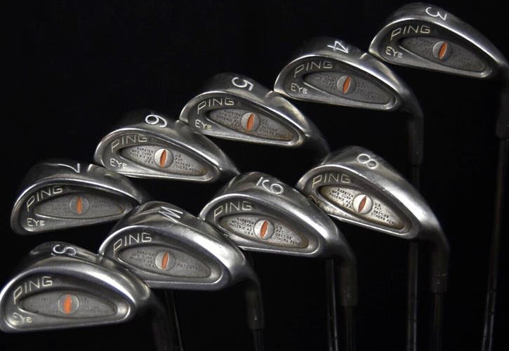 PING ORANGE EYE SET (9) FLEX:LIGHT LENGTH: (3)38 IN RIGHT HANDED NEW GRIPS