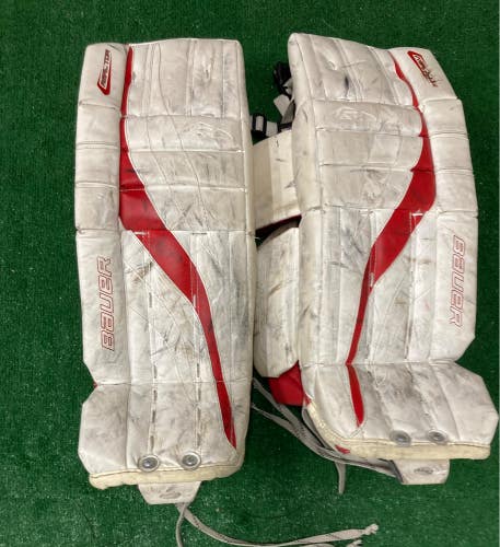 White Used 26" Junior Bauer Reactor 2000 Goalie Leg Pads