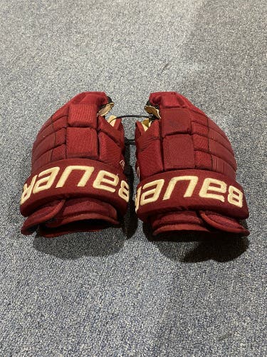 Used Arizona Coyotes Stecher Maroon Bauer 13" Pro Series Gloves