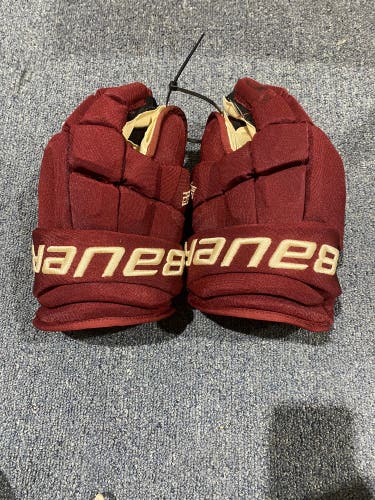 Used Arizona Coyotes #13 Maroon Bauer 13" Supreme Ultrasonic Gloves