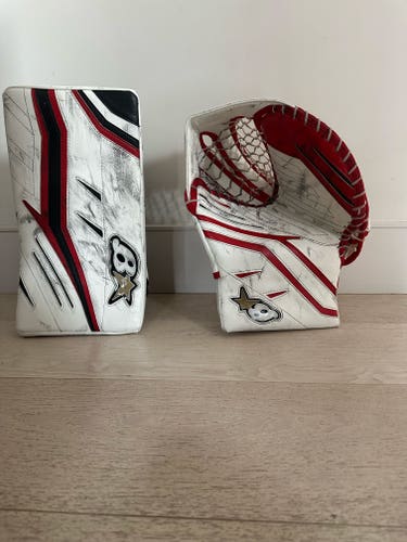 Used Brian's GNETiK X5 Glove and Blocker Set / Intermediate / White/Red/Black