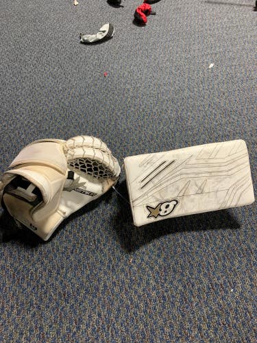 White Used Senior Brian's GNETiK X5 Goalie Gloves & Blockers Regular