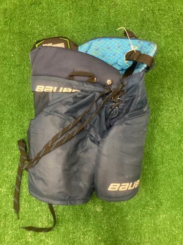 Blue Used Junior Large Bauer Hockey Pants