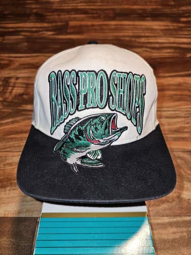 Vintage Rare Bass Pro Shop Big Logo Fishing Promo Hat Cap Vtg White Snapback