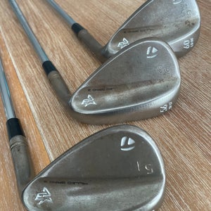 TaylorMade Right Handed Stiff Flex Raw Tour Milled Grind 3 Wedges 60*, 56*, 52*