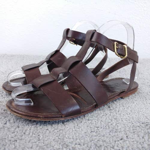 J. Crew Gladiator Sandals Womens 7 Shoes Strappy Slingback Brown Made In Italy