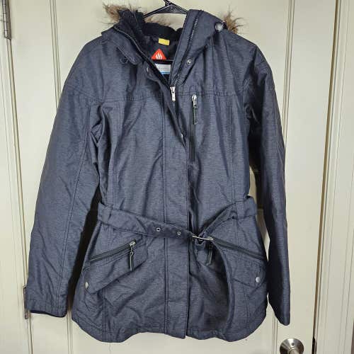 Columbia Mountain Jacket Womens Size: L Belted Parka Omni Heat Winter Gray Coat