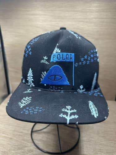 Poler Stuff Camp Vibes Trucker Hat Embroidered Outdoor Royal Blue