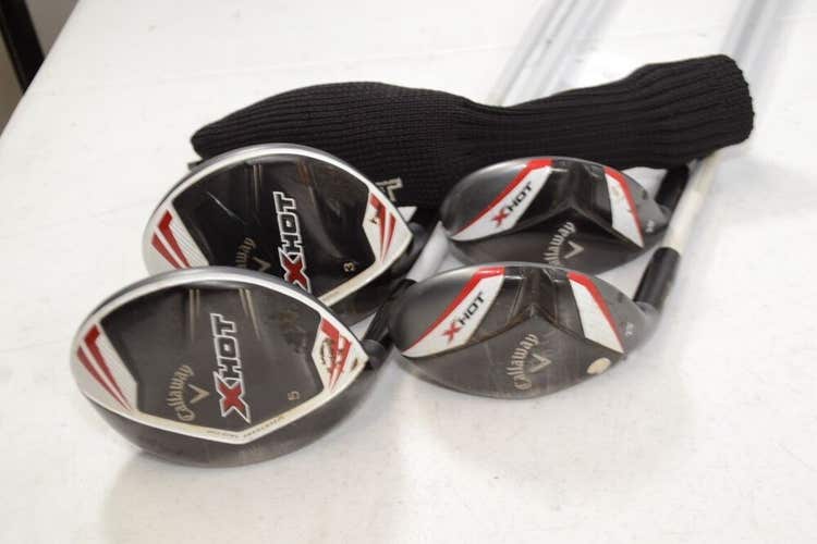 LEFT HANDED Callaway X Hot 3 and 5 Fairway Woods, 20* and 23* Hybrids Set#178276