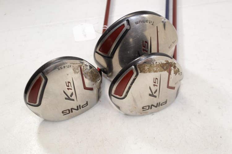 LEFT HANDED Ping K15 SF Tec 9.5* Driver,3 and 5 Fairway Woods Set Regular#178270