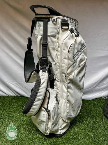 Used Ping Hoofer Golf Cart/Carry White Camo Stand Bag 5-Way Golf Bag